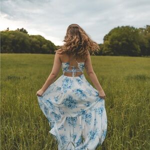 Windsor Blue and White Patterned Dress